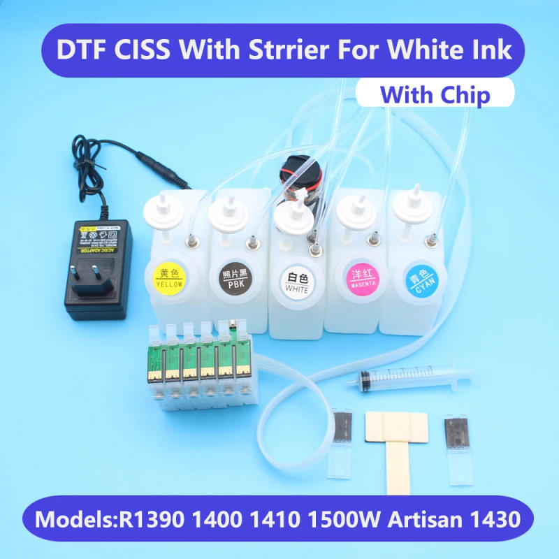 Description Picture 2 of itemDTF CISS For Epson R1390 1400 1500W 1410 1430 Direct To Film White Ink Tank With Stirrer Mixer Continuous Ink Supply System