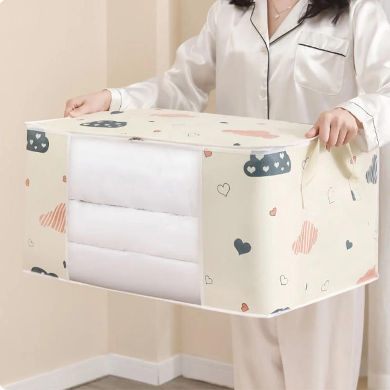 Description Picture 6 of itemNon-woven Foldable Storage Box organizer Portable Clothes Organizer Tidy Suitcase Home Storage Box Quilt Storage Container Bag