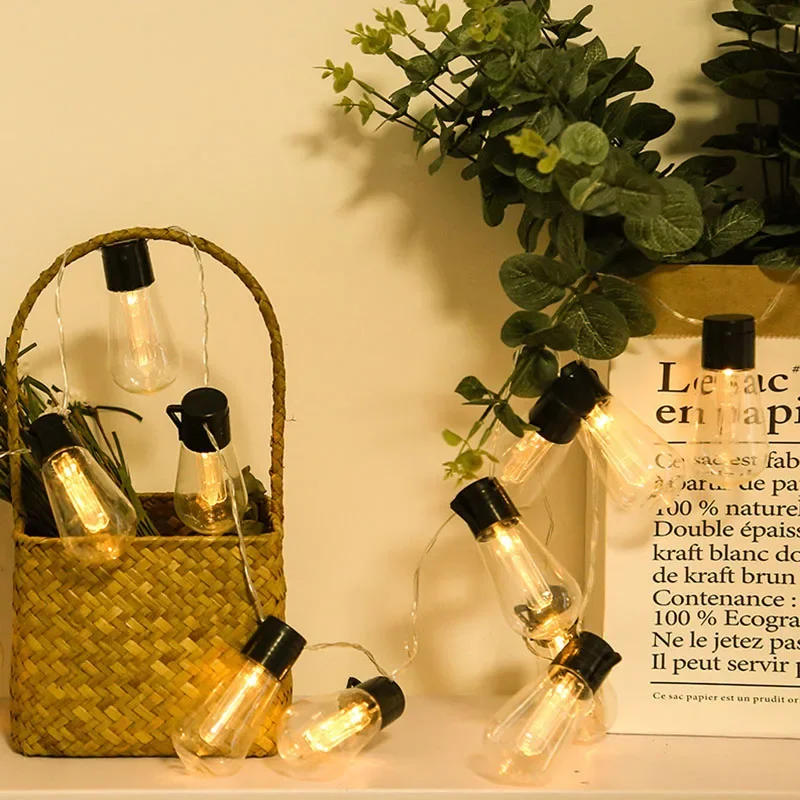 Description Picture 3 of item20/30 LED Solar String Lights Outdoor Solar Lamp Remote Vintage Edison Bulbs for Christmas Backyard Deck Garden Party Decoration