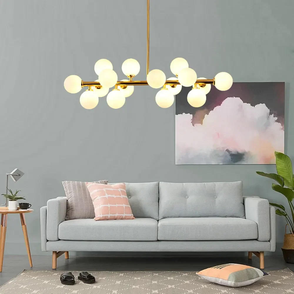 Description Picture 2 of itemGlass Ball Chandelier With Glass Lampshade Home Interior Lighting LED Bubble Lamp Kitchen Staircase Tube Liner Chandelier