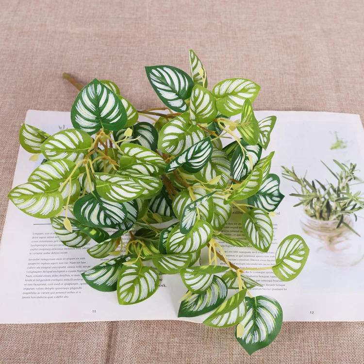 Description Picture 4 of itemArtificial Leaves Plastic Fake Plants Put Bundle Balcony Garden Decor Simulation Green Plant Leaf Wedding Decoration Flowers