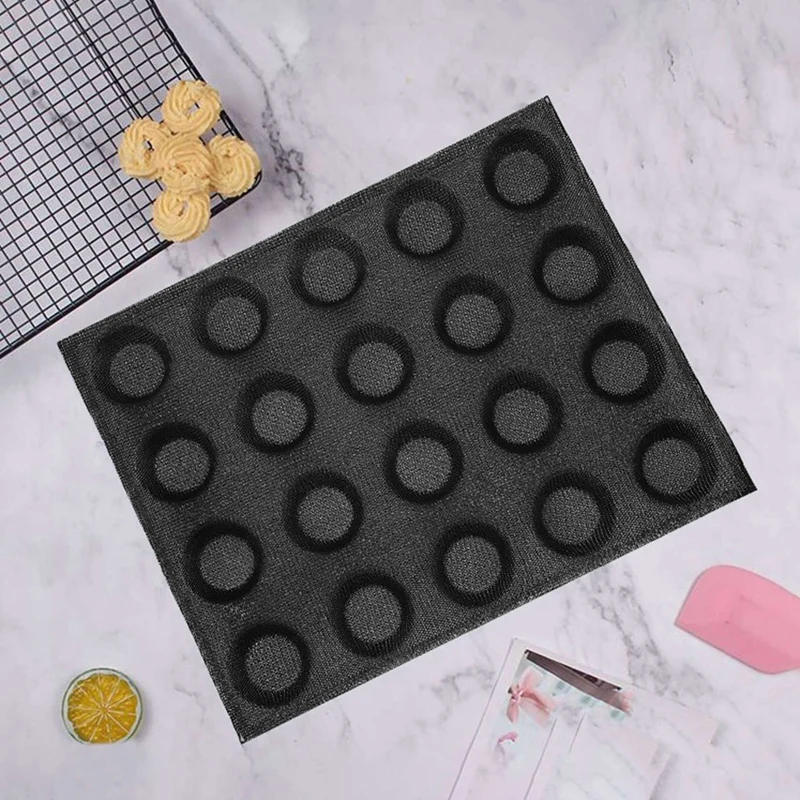 Description Picture 5 of item20-Hole Silicone Mold Cake T Mini Pizza Model Round Bread Hamburger Mold Non-Stick Baking Tray Tool