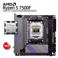 JGINYUE B650 ITX Motherboard AM5 AMD Ryzen 7500F CPU LGA1700 DDR5 Dual Channel Memory RAM B650i Night Devil