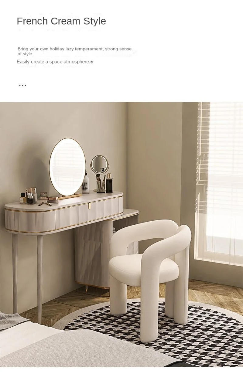 Description Picture 3 of itemRichome Stool Dressing Chair Makeup Simplicity Modern Bedroom Home Use Light Luxury Dressing Table Simplicity Living Room Sofas
