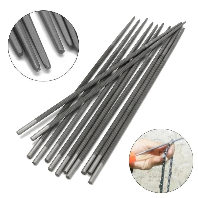 Description Picture 2 of item12 Pcs Chainsaw Round Files 4.0mm/4.8mm/5.2mm/5.5mm 5/32" 3/16" 13/64" 7/32" for Sharpening Chain Saw Sharpener Usually 25cm Len
