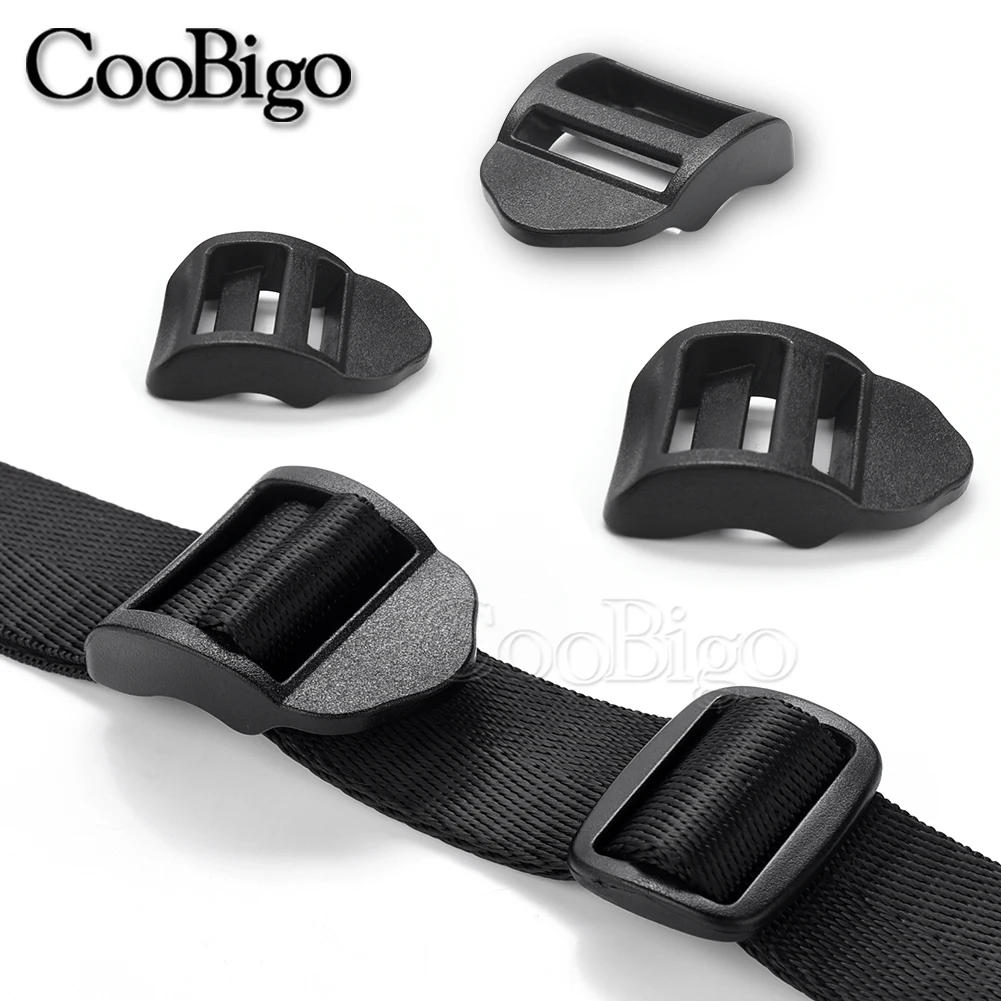 Description Picture 5 of item20mm 25mm 32mm 38mm Plastic Tri-Glider Ladder Lock Slider Buckles Webbing Adjuster Belt Fasteners for Backpack Strap Black