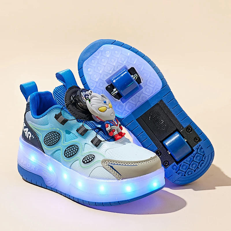 Description Picture 6 of itemCute Girls Skate Shoes for Children LED Luminous Shoes Anti Slip Sneakers Outdoor Training Kids Luminous Roller Skating Shoes