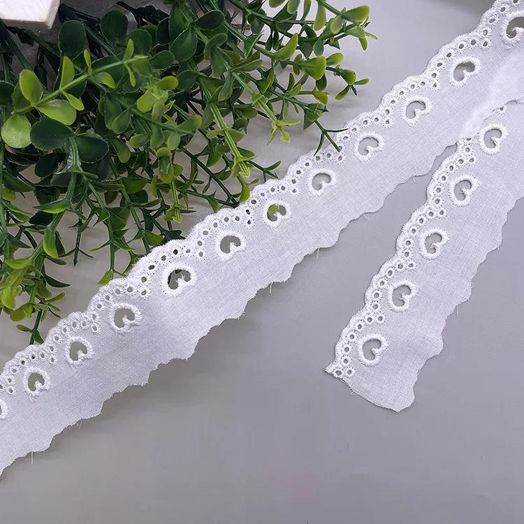 Description Picture 6 of item1Meter Hollow Love Heart Floral Embroidery White Cotton Lace Ribbon DIY Apparel Sewing & Fabric