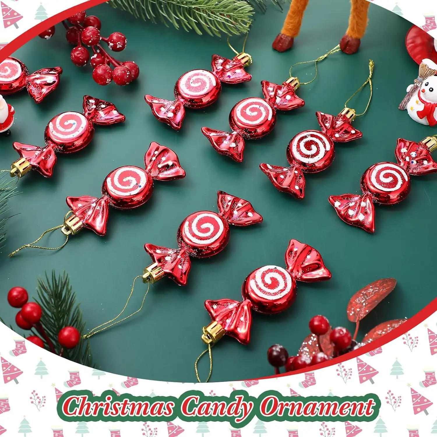 Description Picture 6 of itemSmall Cane Pendant Xmas Tree 6pcs Christmas Red Lollipop Candy Hanging Ball Ornaments Decorations For Home 2024 New Year Gifts