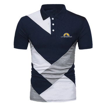 2024 New Summer Men's La Sportiva Logo Print High Quality Contrasting Color Short Sleeved Casual Cotton Lapel Collar Polo Shirts