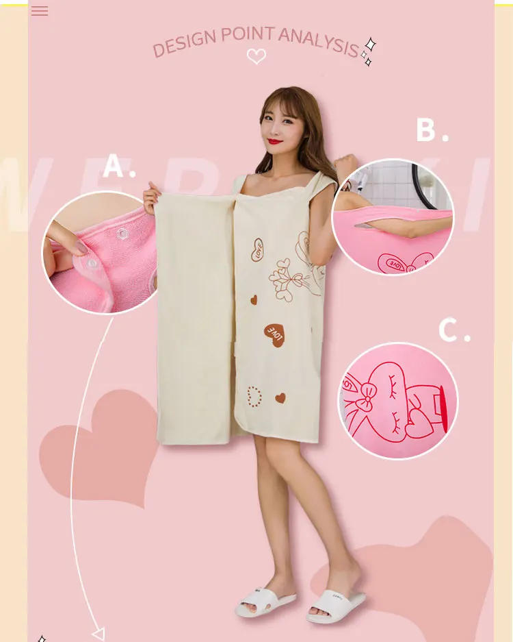 Description Picture 4 of itemMicrofiber Soft Bath Towel Fashion Women Sexy Wearable Quick Dry Magic Bathing Spa Bathrobes Wash Clothing Beach Dresses