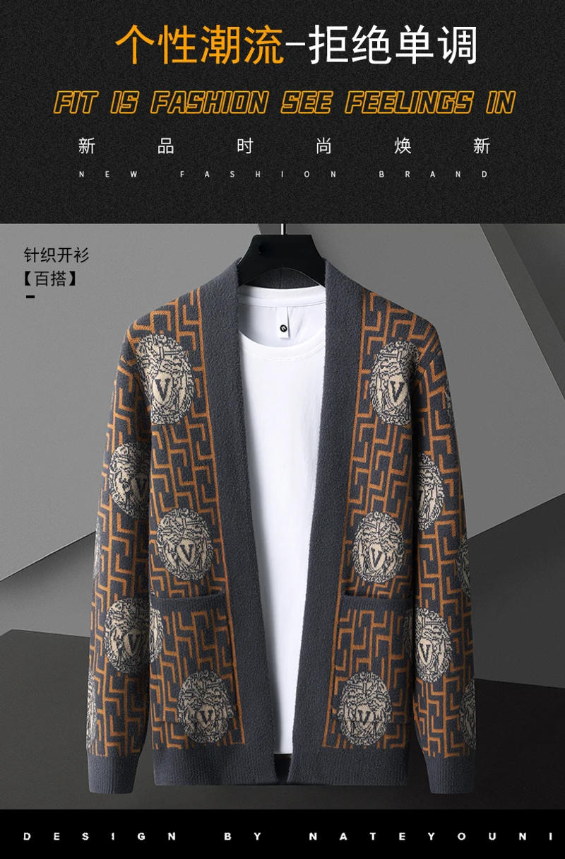 Description Picture 3 of item2023 Autumn New Japanese Harajuku streetwear Men Vintage Cardigan Knit Jacket Men's Hip Hop Soft Warm Loose Winter Sweater Coats