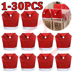 1-10Pcs Christmas Santa Claus Hat Chair Cover Christmas Decoration Table New Year 2023 Ornament for Home Navidad Noel Xmas Gift