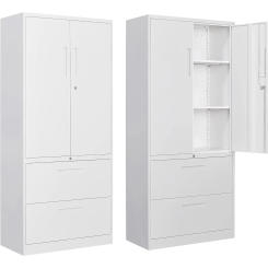 US Metal Storage Cabinet with Drawers, 71" File Cabinets for Home Office, Locking Steel Storage Cabinet with Doors and