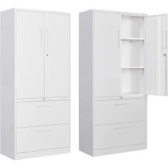US Metal Storage Cabinet with Drawers, 71" File Cabinets for Home Office, Locking Steel Storage Cabinet with Doors and