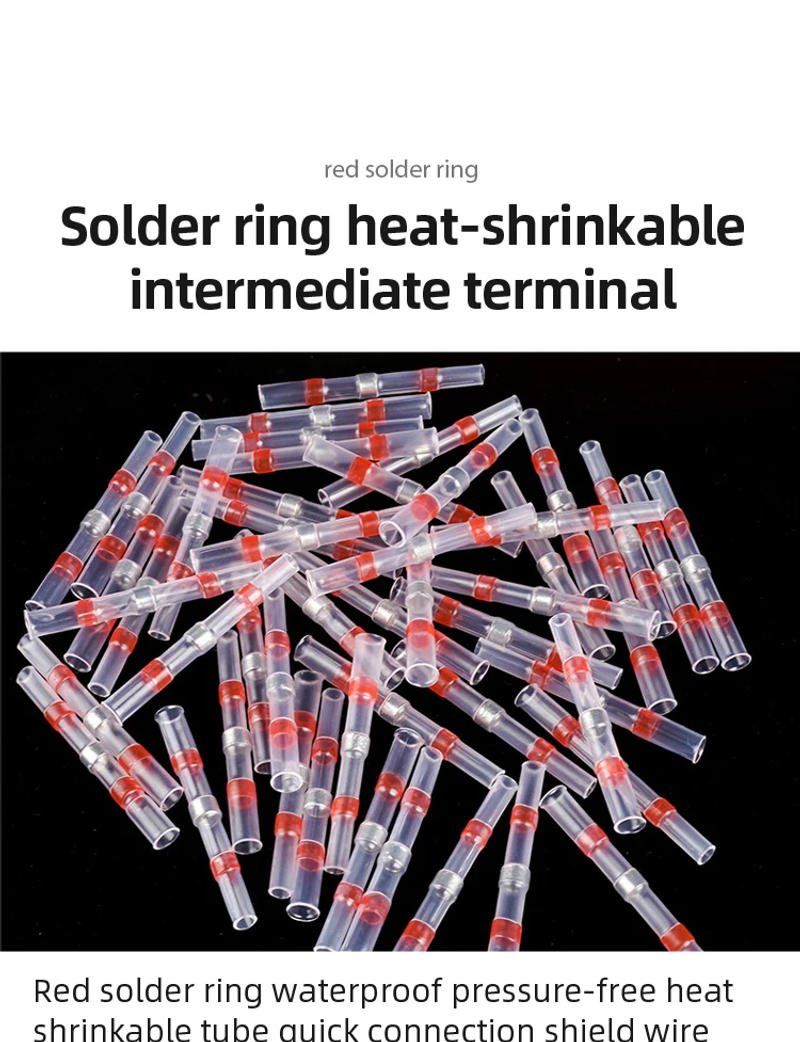 Description Picture 4 of item100pcs Heat Shrink Wire Connectors Red Heat Shrink AWG 22 To 18 Butt Electrical Connectors Tinned Solder Sealed Terminals