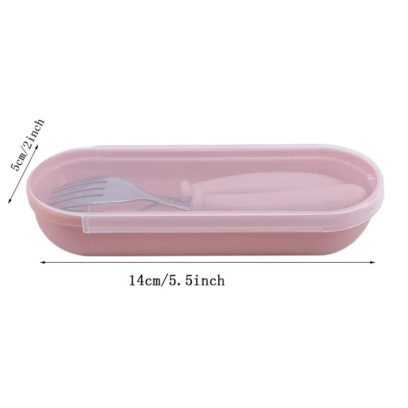 Description Picture 2 of item3PCS Children Spoon Forks Box Kids Stainless Steel Kids Cutlery Portable Baby Feeding Utensils Baby Spoons Tableware Set NEW
