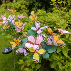 Solar Powered LED Butterfly Lawn Light For Ambient Night Lighting And There Is No For Wiring Yellow Butterfly floor lamp