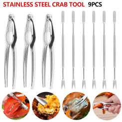 Seafood Tools Set Leg Sheller with 6Pcs Stainless Steel Forks and 3Pcs Zinc Alloy Lobster Crab Shellfish Lobster Leg Opener Set