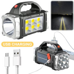 Portable Powerful Flashlight USB Rechargeable IP44 Waterproof Outdoor Solar Torch Light Emergency Work Lamp for Hiking Adventure