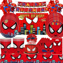 Red Spiderman Party Arrangement Decoration Disposable Tableware Paper Plate Cup Napkin Tablecloth Balloon Kids Baby Shower Decor