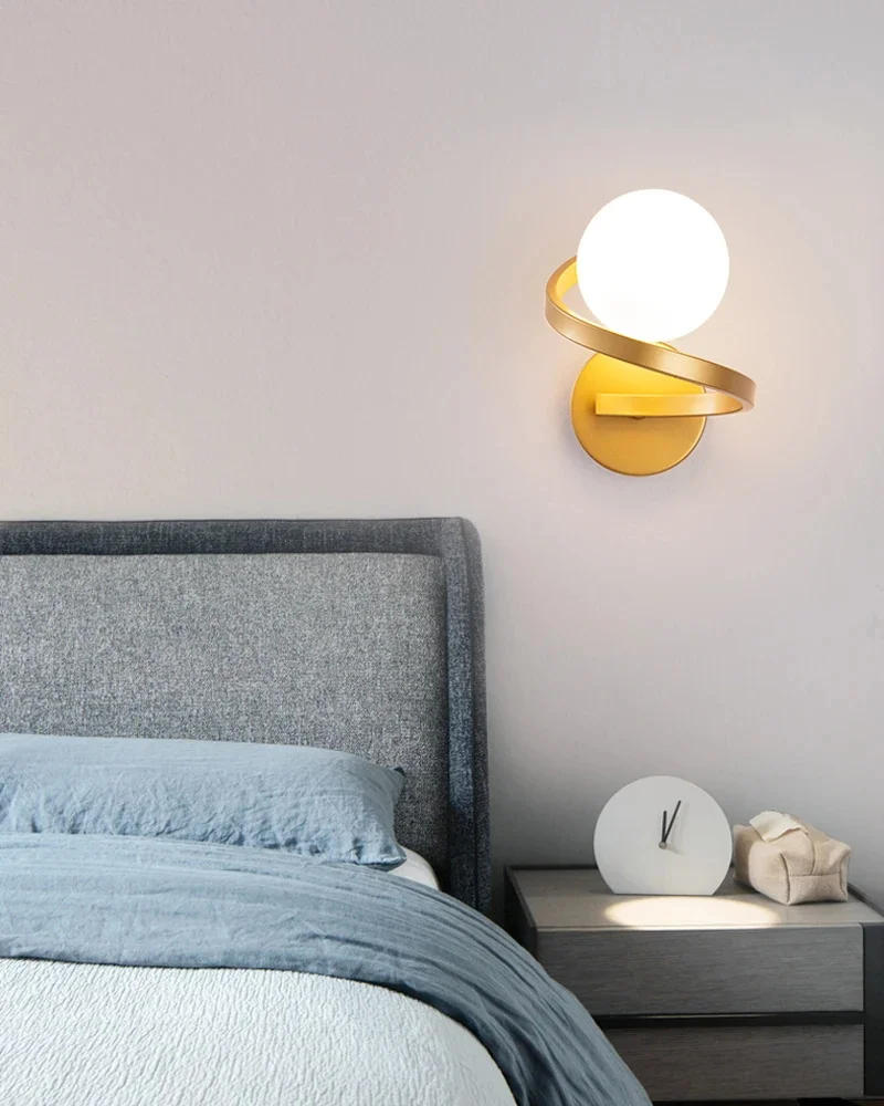 Description Picture 2 of itemBlack Gold Circular Glass Wall Lights AC85-265V Light Fixture For Bedroom Aisle Study Bedside Indoor LED Wall Lamps For Corridor