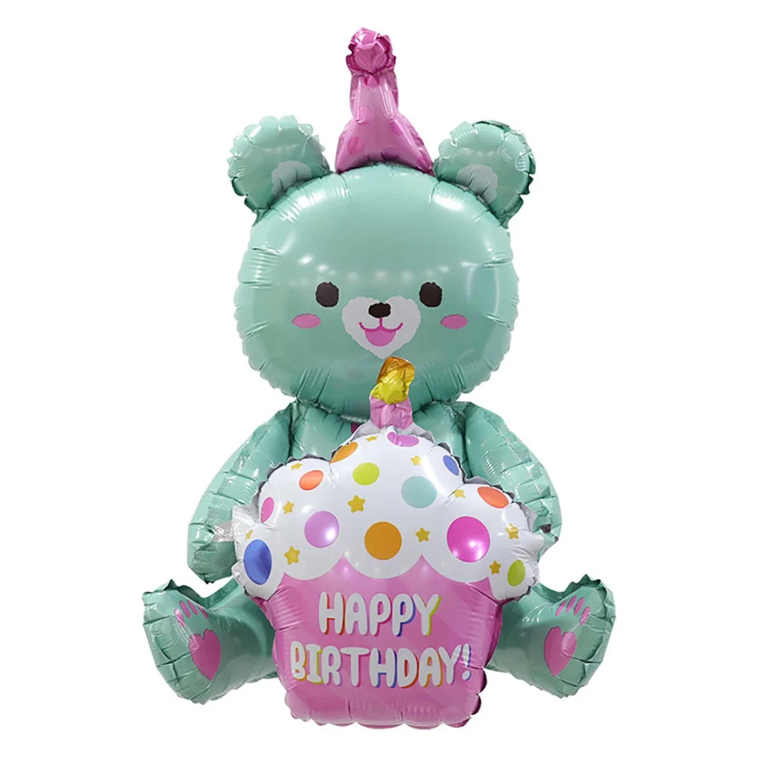 Description Picture 5 of itemIns 4D Pink Bear Hugs Cake Foil Balloon Girl Baby Happy Birthday Party Favors Gift for Kids Photo Props