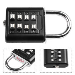 Durable and Convenient 8 Digit Combination Padlock Zinc Alloy Suitcase Password Lock Steel Body Easy Unlocking