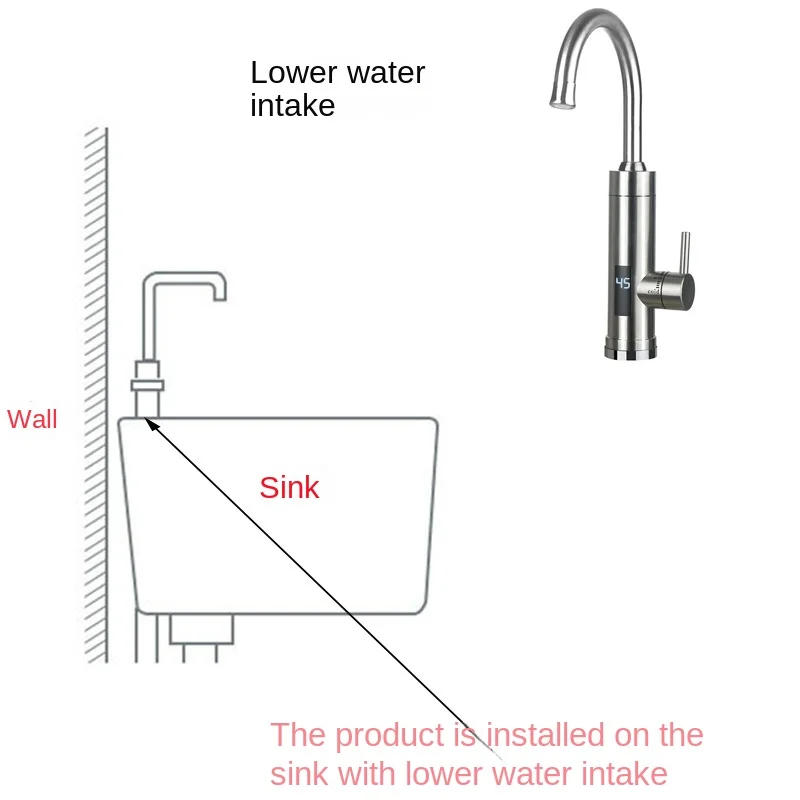 Description Picture 4 of itemInstant Water Heater Faucet Tankless Heaters Kitchen Hot Water Tap Bathroom Heating Electric 220v Stainless Steel Shell