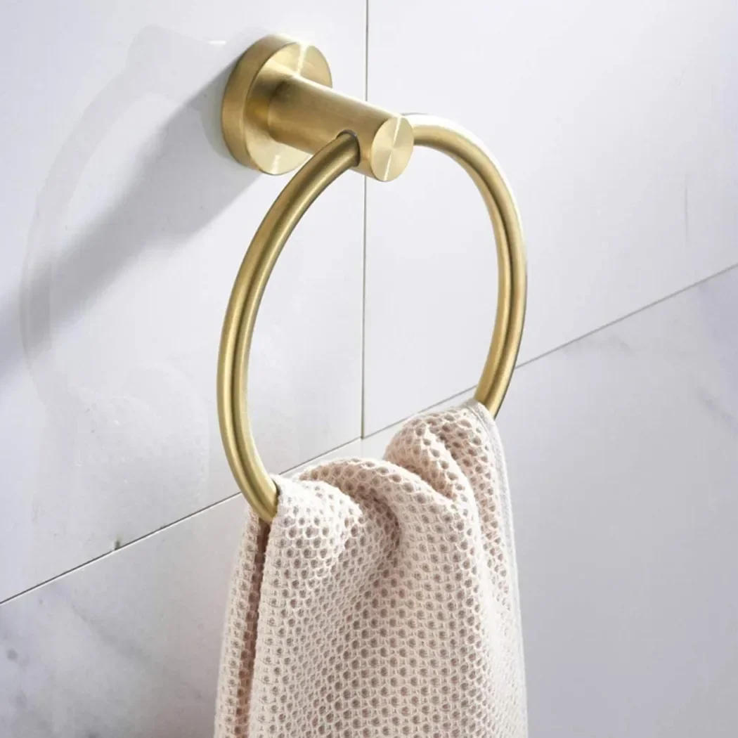 Description Picture 4 of item1PC Brushed Golden Bathroom Hanging Towel Ring Holder Industrial Wall Mounted Towel Stainless Steel StorageTowel Hardware Tools