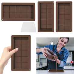 Large Chocolate Bar Molds Deep Big Chocolate Candy Bar Mold Non-Stick Silicone Halloween Chocolate Molds BPA Free with 1 Scraper