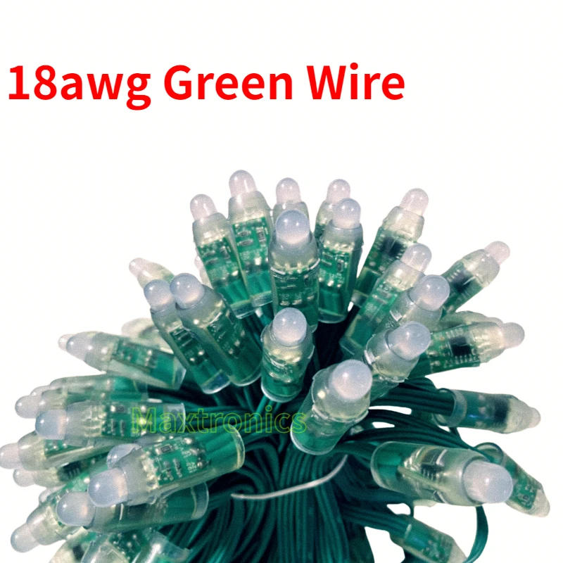 Description Picture 4 of item500-1000pc DC12V WS2811 RGB LED Modules 12mm String Light IP68 Waterproof Connector Programmable 18AWG Green Wire Led Pixel Lamp