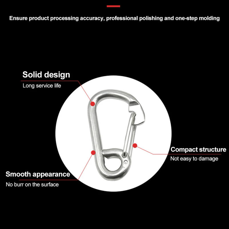 Description Picture 4 of itemCarabiner Climbing Hook Multi-purpose Snap Hook 304 Stainless Steel 6mm/8mm/10mm/12mm/14mm Connector Practical