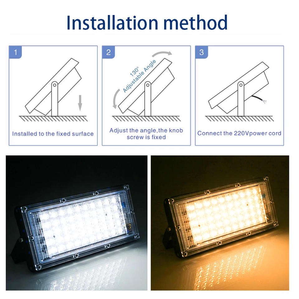Description Picture 5 of itemLed Floodlight 50W 100W AC 110V 220V Outdoor Flood Light Street Lamp Projector Exterior IP65 Waterproof Led Spotlight for Garden