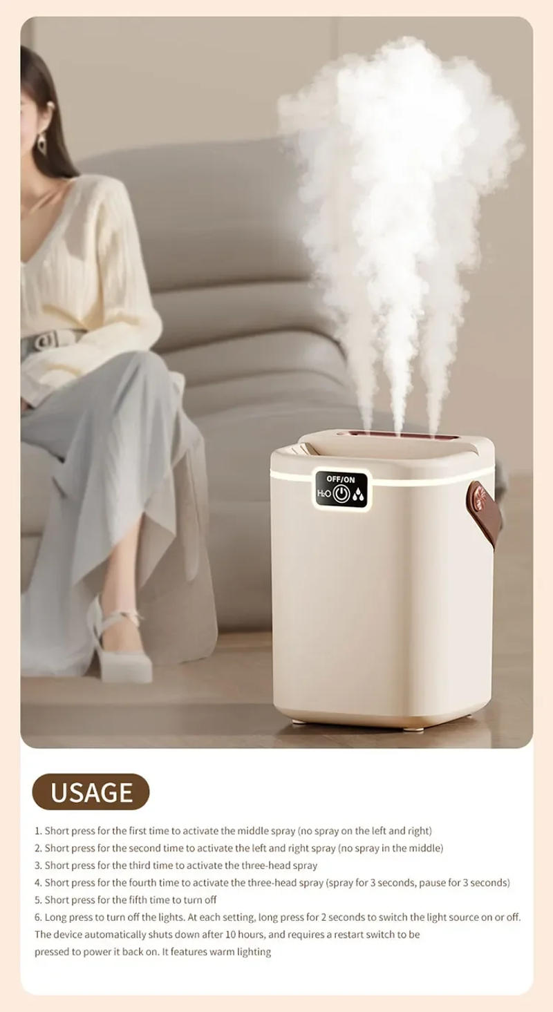 Description Picture 5 of itemAir Humidifier 3 Nozzles USB Cool Mist Diffuser 2000ml Large Capacity for Home Bedroom Office Desk Top Fill Quiet Aromatherapy