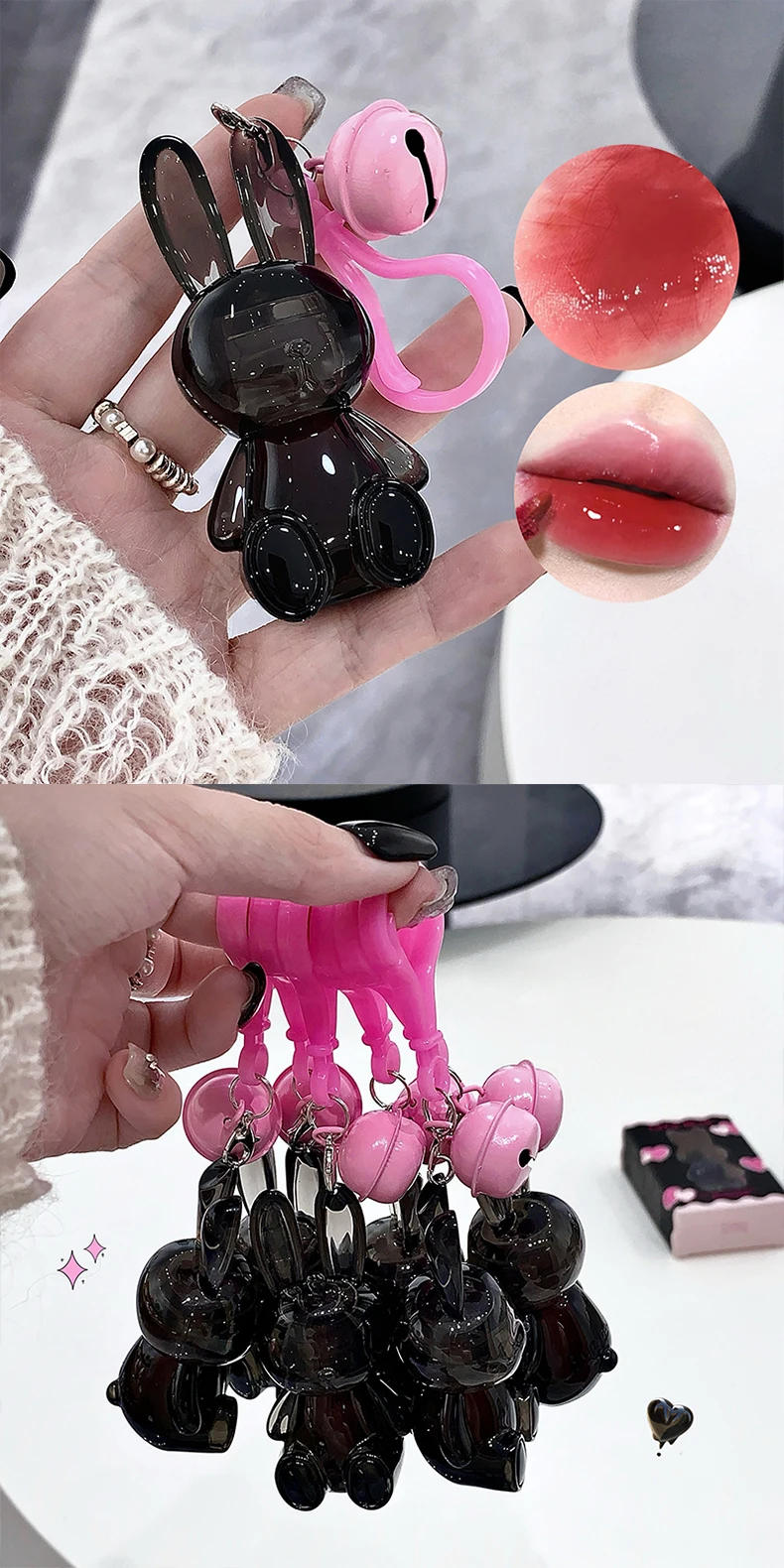 Description Picture 2 of itemBlack Rabbit Water Gloss Lip Glaze Mirror Moisturizing Plump Lips Tinted Not Easy To Stick To The Cup Liquid Long-Lasting Makeup