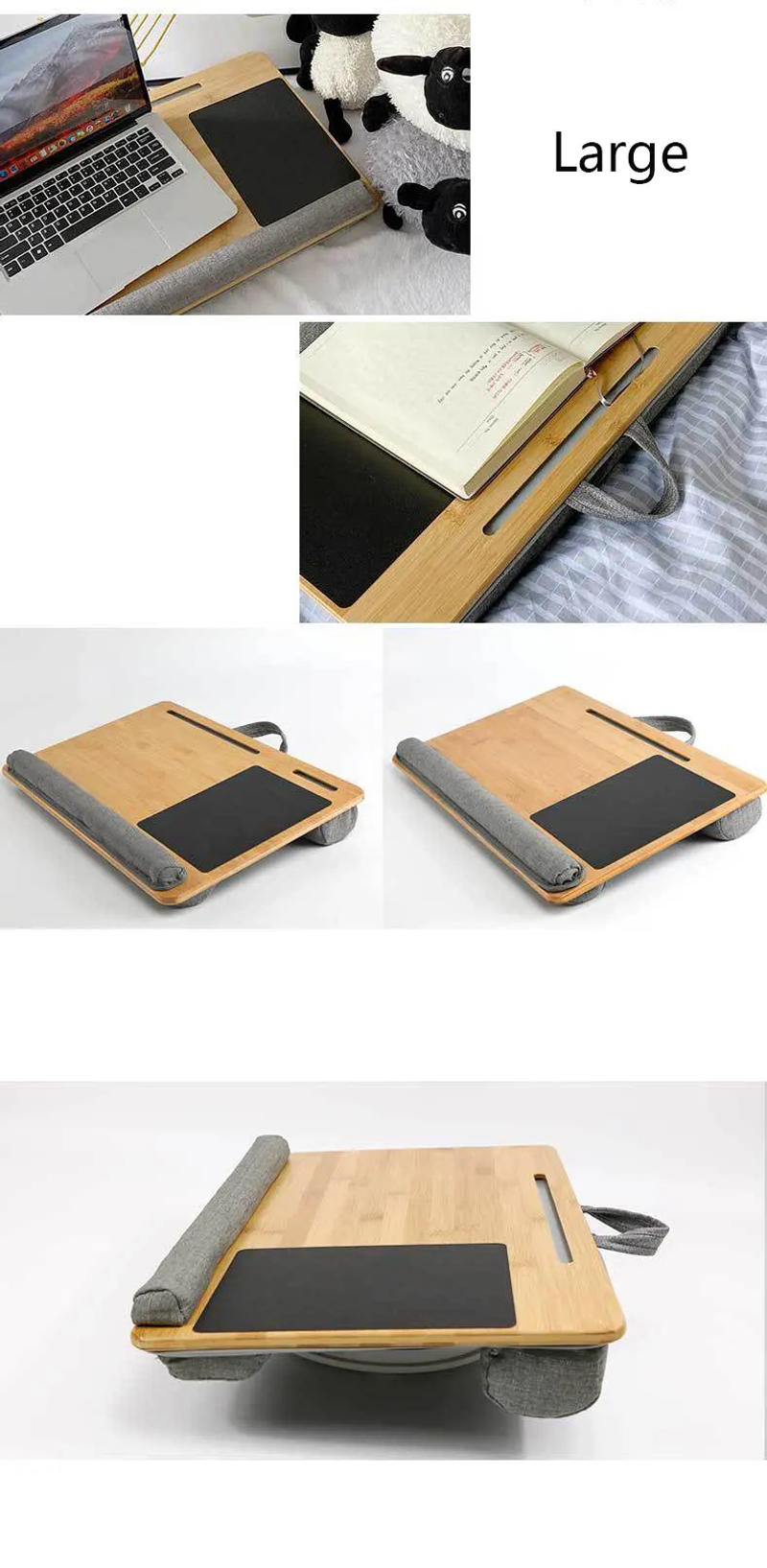 Description Picture 6 of itemBamboo Portable Mini Laptop Desk on Lap study table for bed Lazy Home Picnic Camping Car with Office Lunch Break Pillow