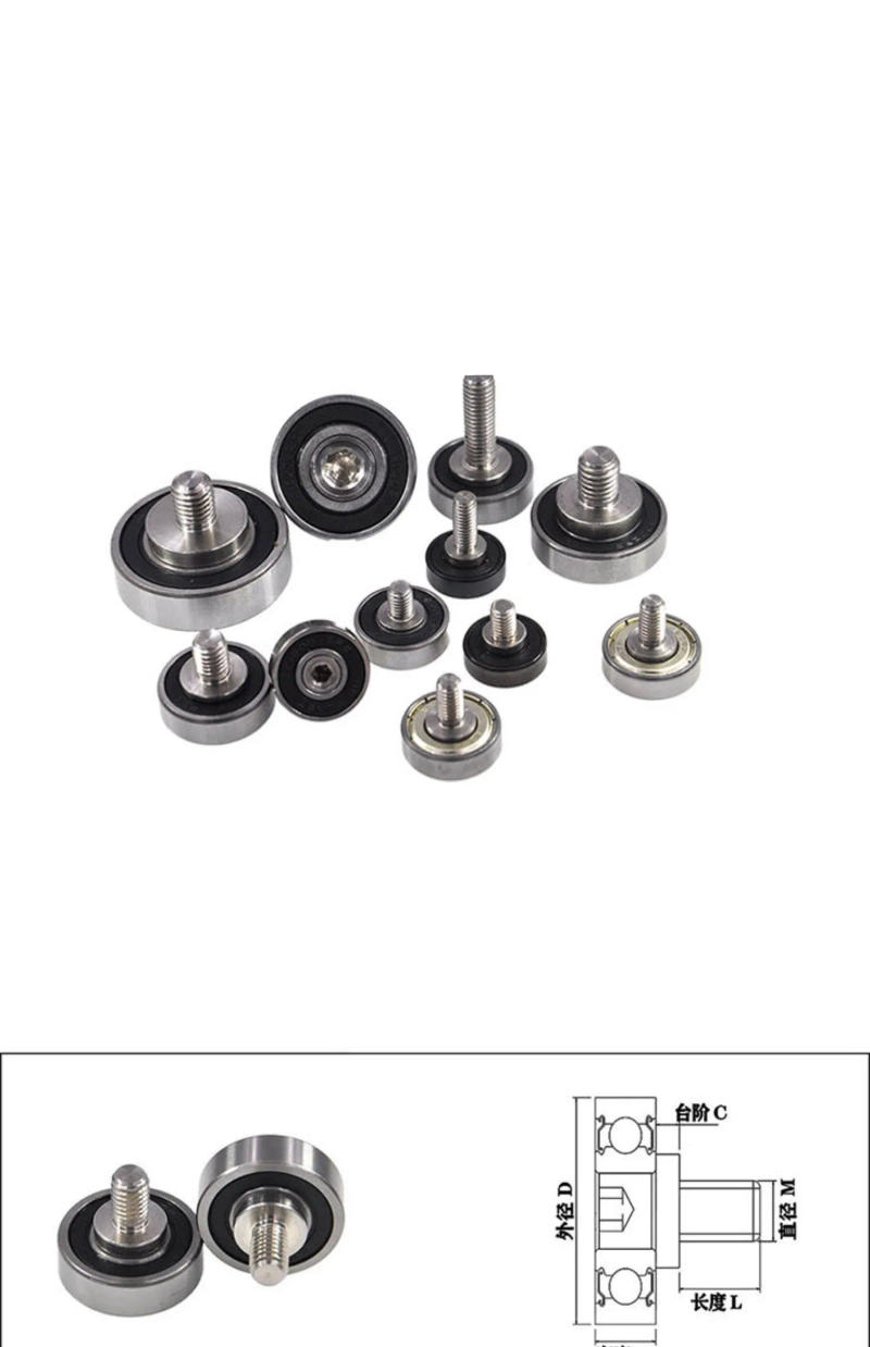 Description Picture 5 of item10pcs Stainless Steel External Thread Bearing Pulley with Bolt Metal Roller Guide Wheel Drawer Track Wheel Furniture Hardware
