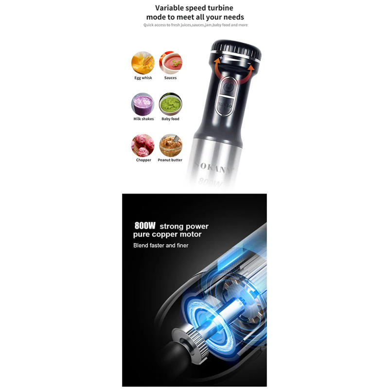 Description Picture 5 of itemElectric Blender for Kitchen Handheld Intelligent Stirring Bar Kit Baby Food Cooking Machine Milk Frother 4 In 1 Food Processor