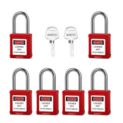 6PCS Loto Safety Padlock Set with the Same Key,2 Keys per Set,Copper Cylinder,for Lockout Tagout(BD-GT01KA-6PCS))