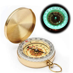 G50 Camping Compass Pure Copper Pocket Watch Multifunctional Covered Luminous Retro Flip Cover Compass For Outdoor Hiking