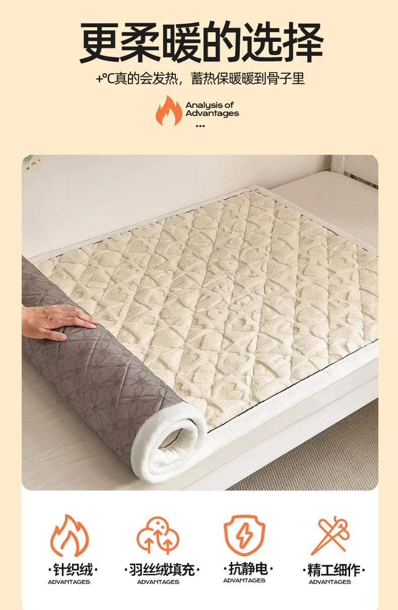 Description Picture 3 of itemWinter Soft Milk Velvet Warm Mattress Topper Home Dormitory Single Double Bed Sheet Thicken Floor Tatami Mat Bedspread Bed Cover