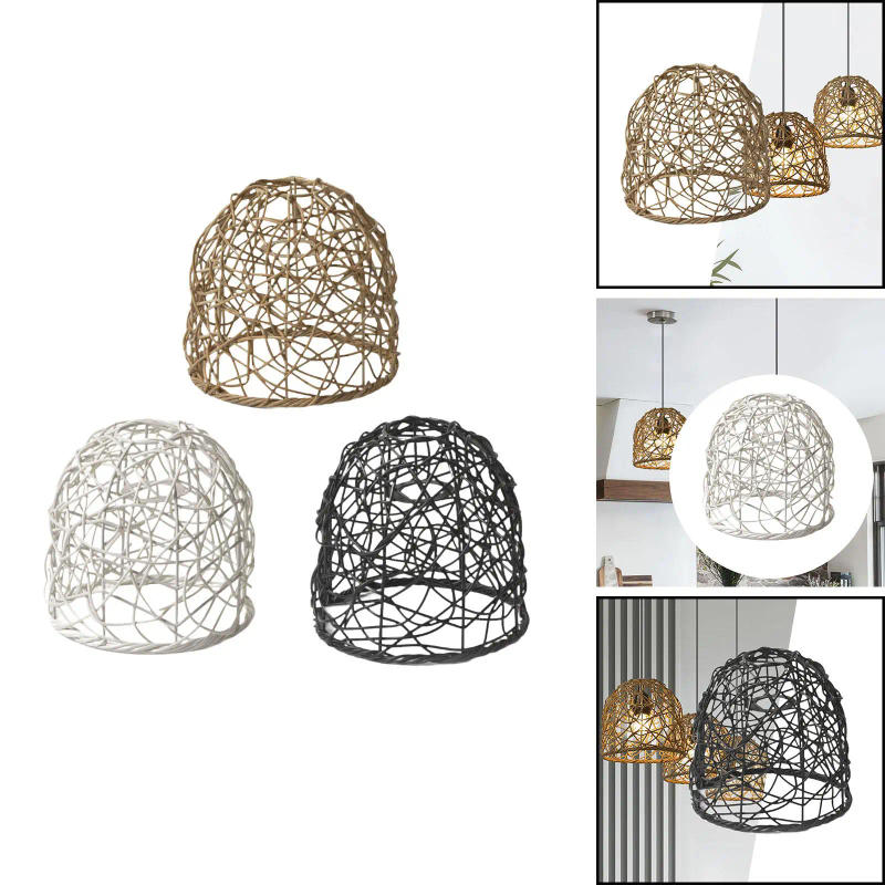Description Picture 5 of itemLamp Shade Chandelier Lamp Shade Hanging Light Cover Farmhouse Weaving Lampshade