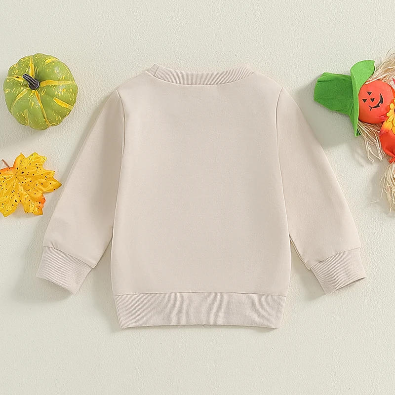 Description Picture 3 of itemToddler Girls Sweatshirts Classic Bow Ghost Print Long Sleeve Round Neck Pullovers Spring Fall Tops