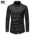 Spring and Autumn Men's Long Sleeve Shirt Personality Casual Formal Dress Evening Dress Royal Luxury Top Korean Fashion