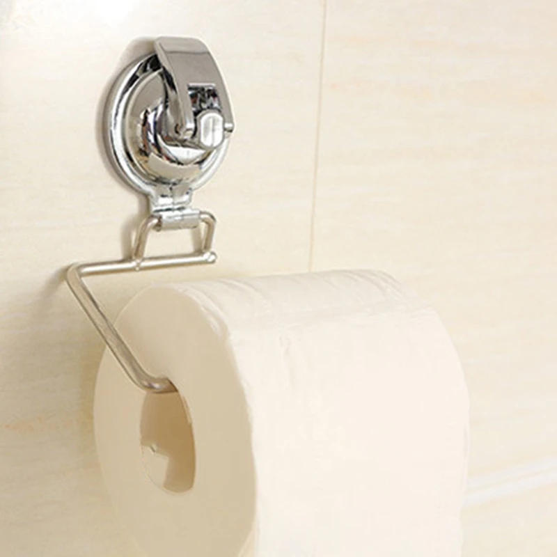 Description Picture 5 of itemVacuum Suction Cup Roll Paper Holder Silver Stainless Steel Tissue Rack Bathroom WC Toilet Wall Mounted Storage Shelf