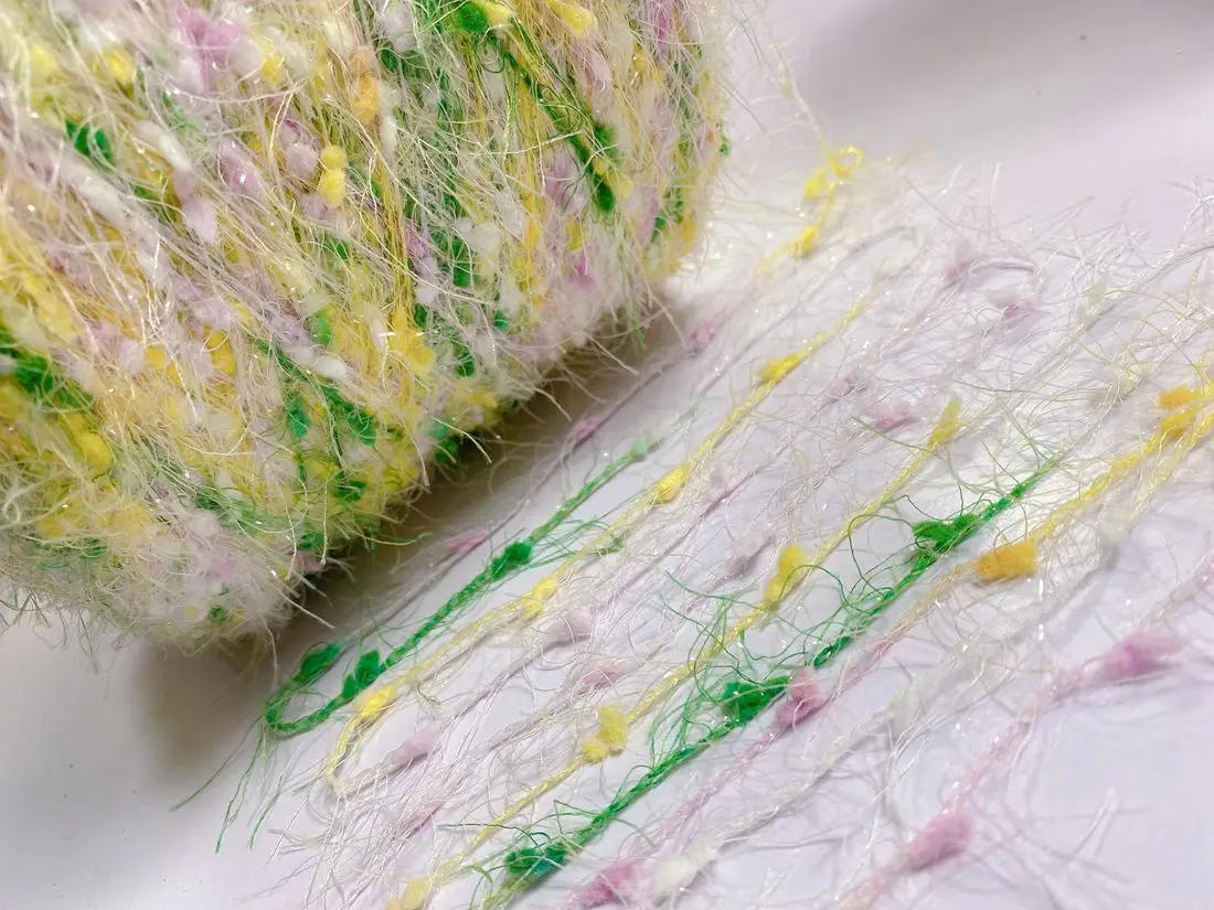 Description Picture 3 of item250g Mixed Color Yarn Wool thread Feather Bean Wiring Shiny Decorative Wool Scarf Shawl Coat Bag Wool Crochet Knitting Wool Yarn