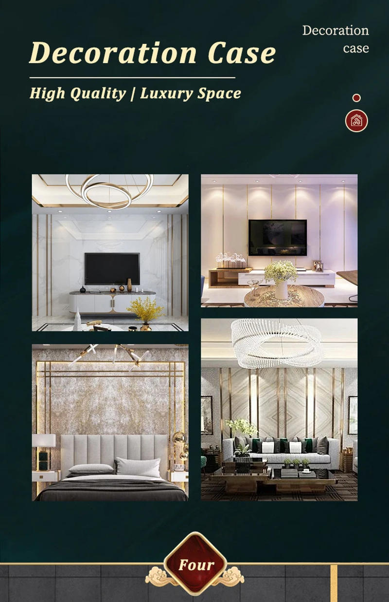 Description Picture 5 of item5m Mirror Self-adhesive Flat Decorative Lines Strip Stainless Steel Gold Wall Sticker Background Wall Study Ceiling Edging Stri