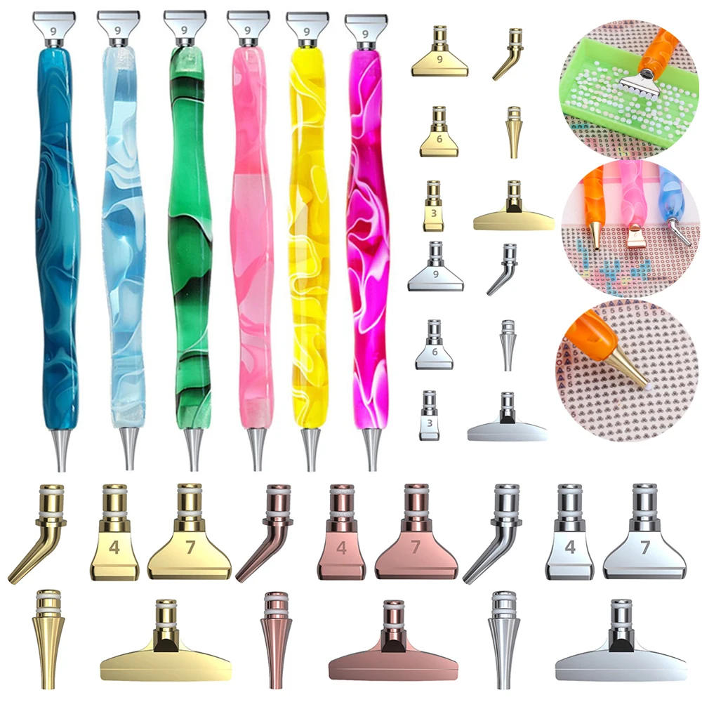 Description Picture 2 of item7Pcs/Se Reusable Diamond Painting Pen Replacement Pen Heads Cross Stitch Embroidery Quick Cases Tool Metal Point Drill Pen Heads