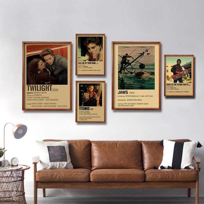 Description Picture 2 of itemClassic Movie Collection Poster Titanic/Twilight/Jaws/Leon Retro Prints TV Film Vintage Home Room Cinema Art Wall Decor Painting